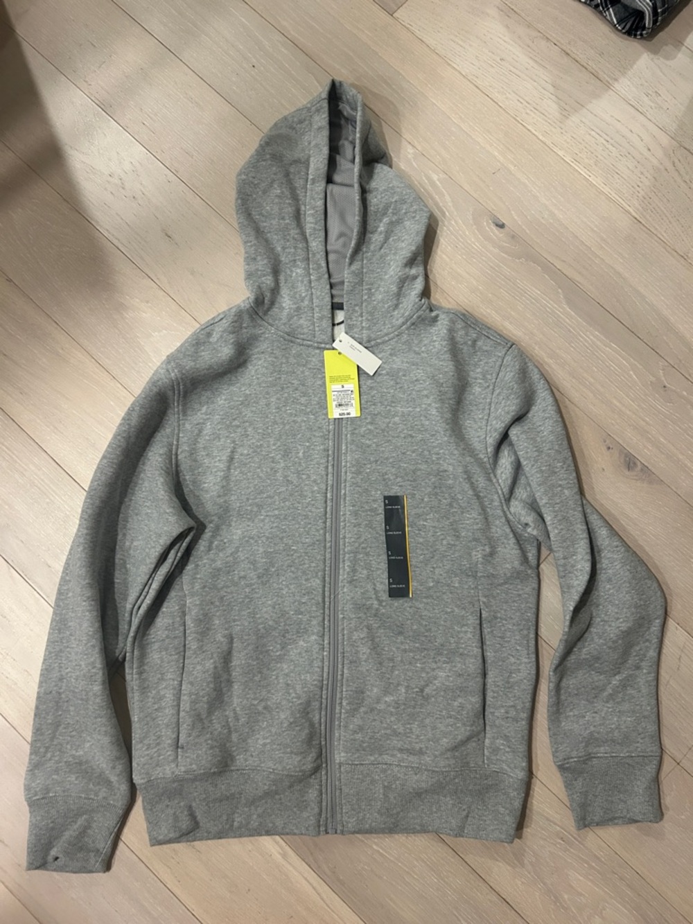 all in motion Heather Gray Zip-Up Hooded Sweatshirt with Neon Yellow Tag